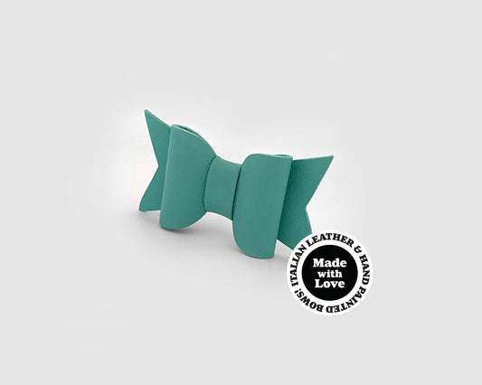 Mini Italian Leather Hair Bow #050