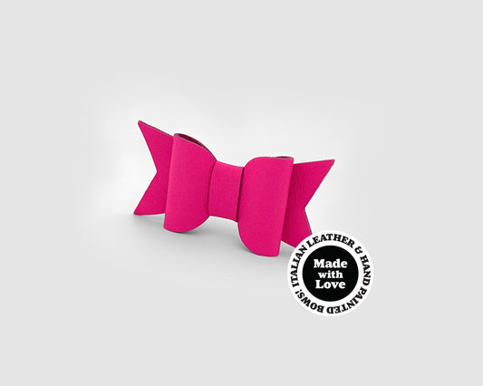 Mini Italian Leather Hair Bow #051