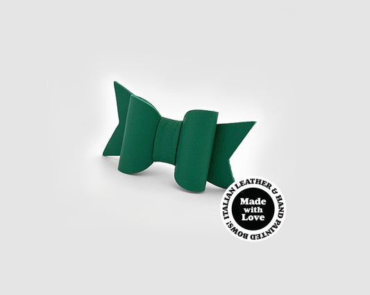 Mini Italian Leather Hair Bow #052