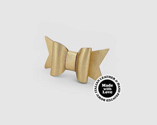 Mini Italian Leather Hair Bow #053