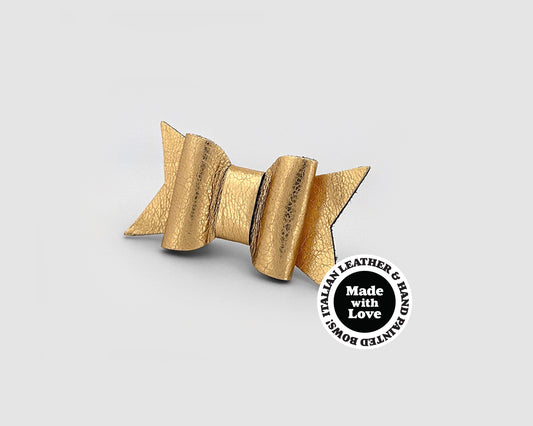 Mini Italian Leather Hair Bow #055