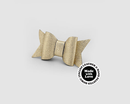 Mini Italian Leather Hair Bow #056