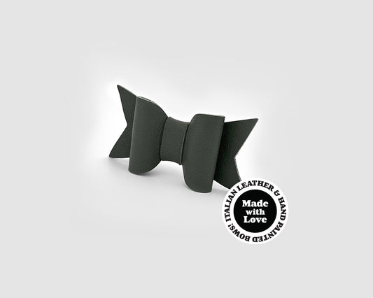 Mini Italian Leather Hair Bow #058
