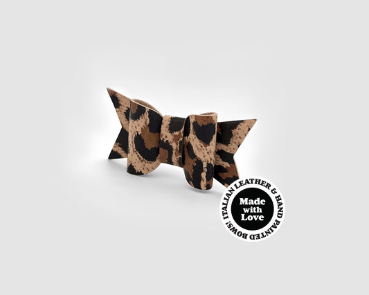 Mini Italian Leather Hair Bow #068