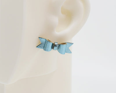 Italian Leather Bow #A016 Earrings