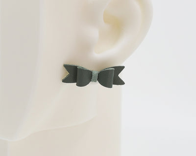 Italian Leather Bow #A019 Earrings