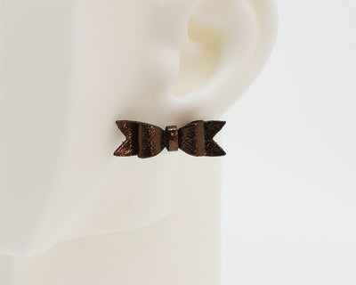 Italian Leather Bow #A031 Earrings