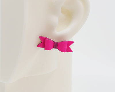 Italian Leather Bow #A047 Earrings