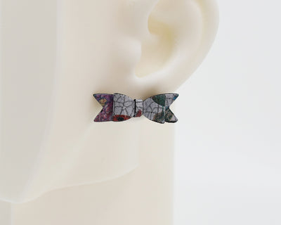 Italian Leather Bow #A060 Earrings