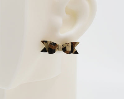 Italian Leather Bow #A061 Earrings