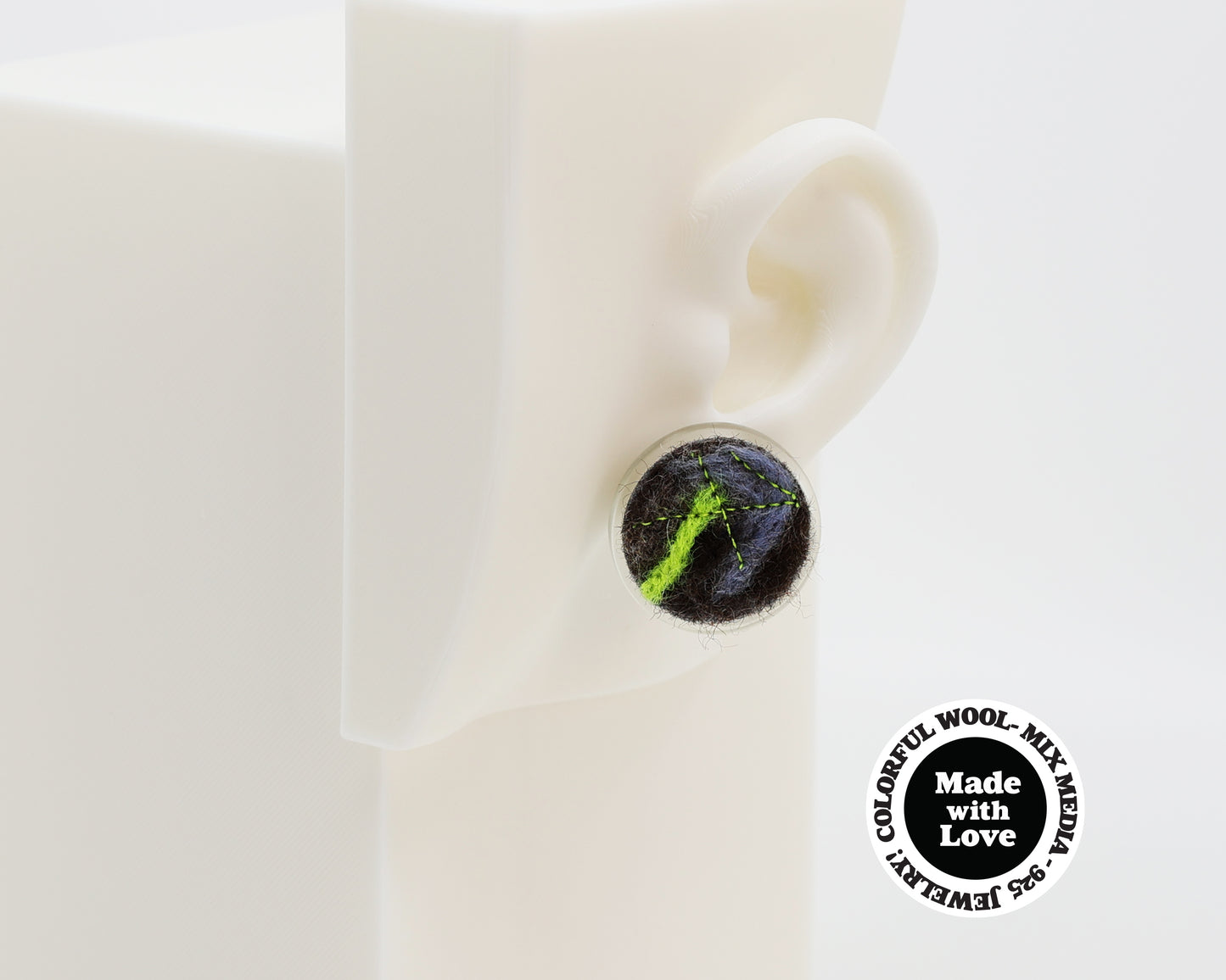 Wool & Fiber Asymmetrical Earrings #A001