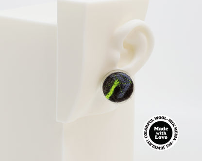 Wool & Fiber Asymmetrical Earrings #A001