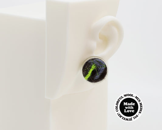 Wool & Fiber Asymmetrical Earrings #A001