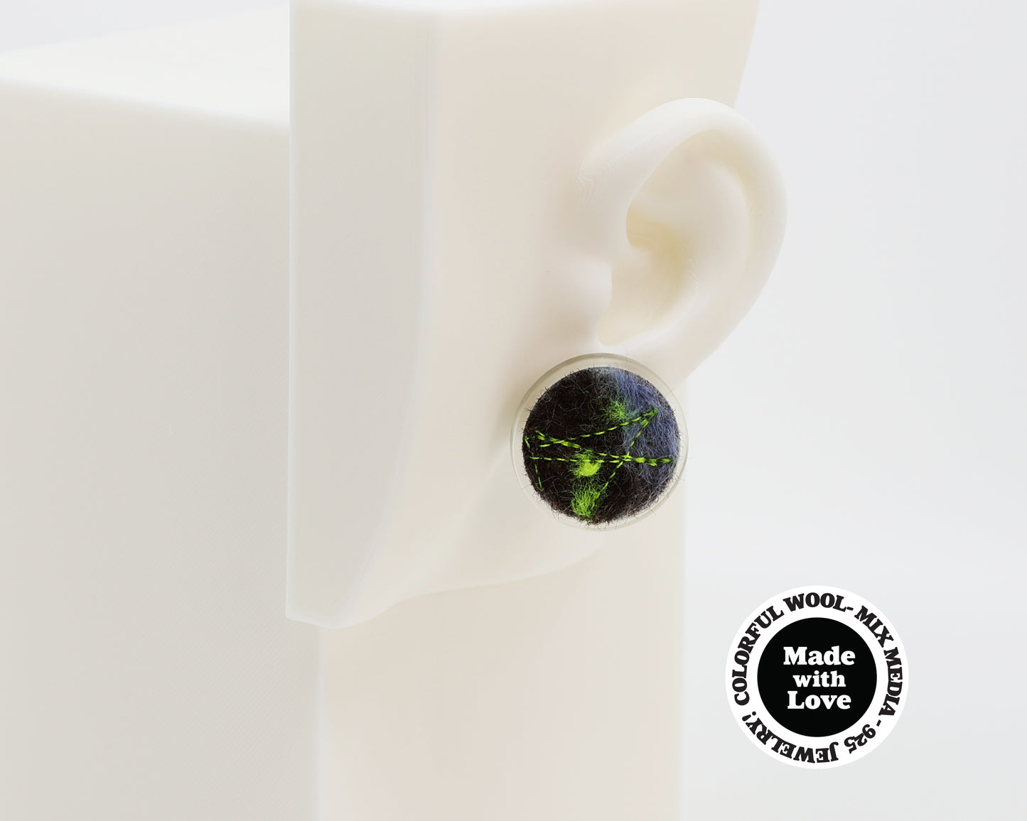 Wool & Fiber Asymmetrical Earrings #A001