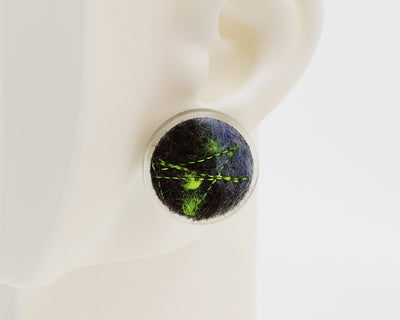 Wool & Fiber Asymmetrical Earrings #A001