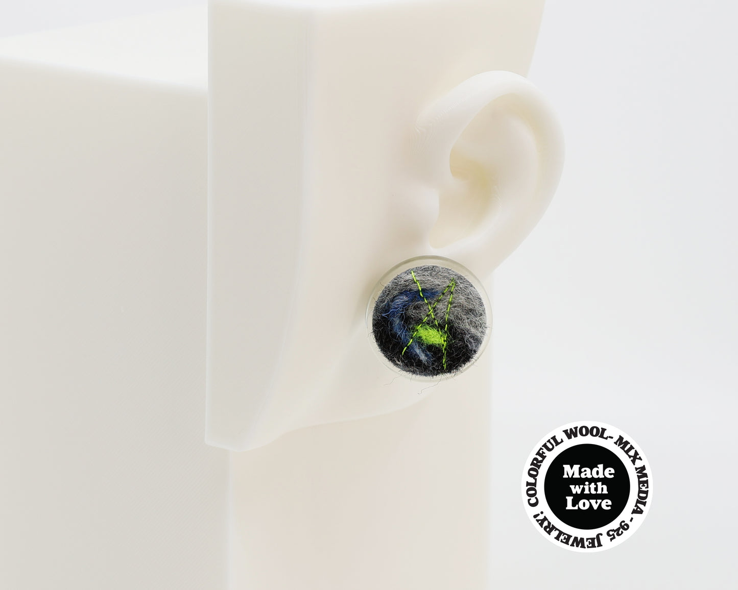 Wool & Fiber Asymmetrical Earrings #A002