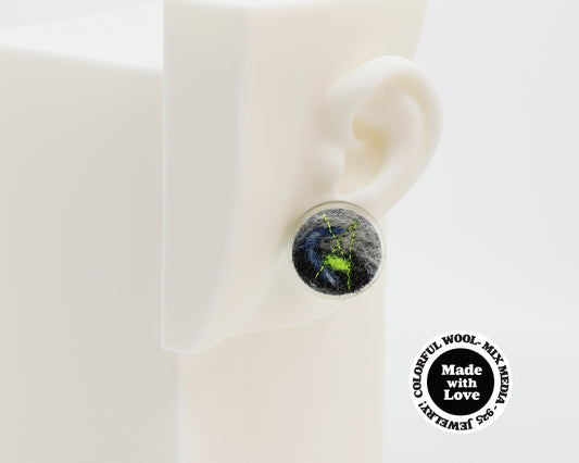Wool & Fiber Asymmetrical Earrings #A002