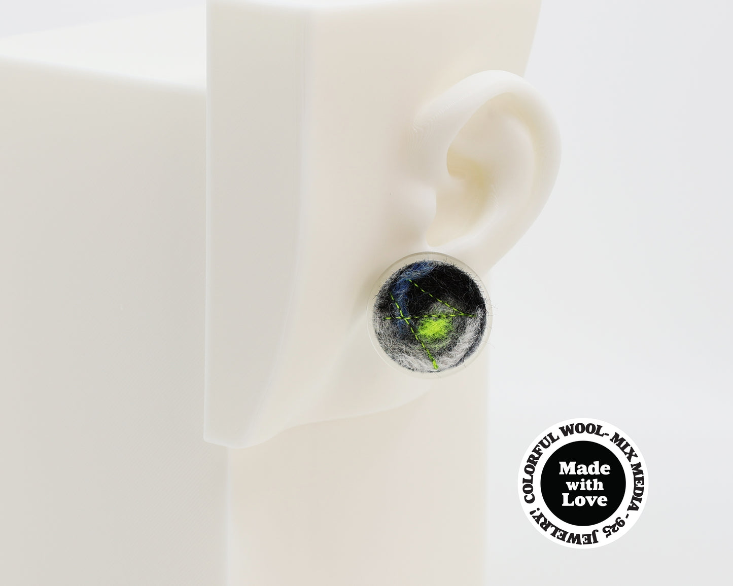 Wool & Fiber Asymmetrical Earrings #A002
