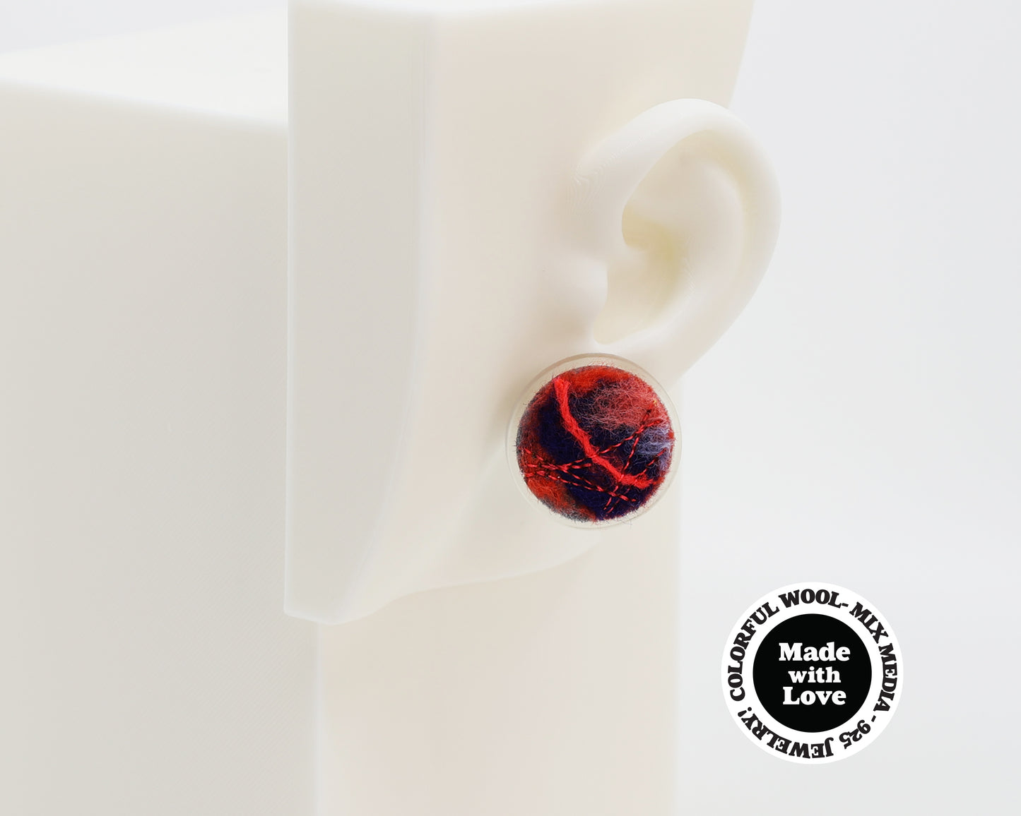 Wool & Fiber Asymmetrical Earrings #A003