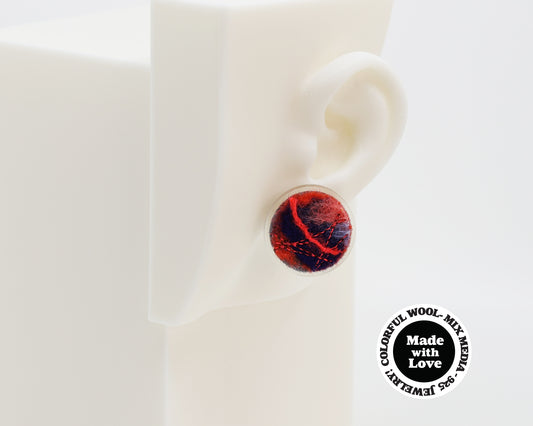 Wool & Fiber Asymmetrical Earrings #A003