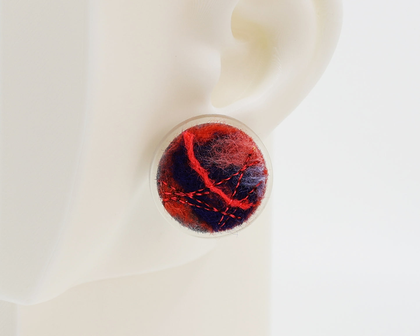 Wool & Fiber Asymmetrical Earrings #A003