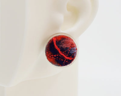 Wool & Fiber Asymmetrical Earrings #A003