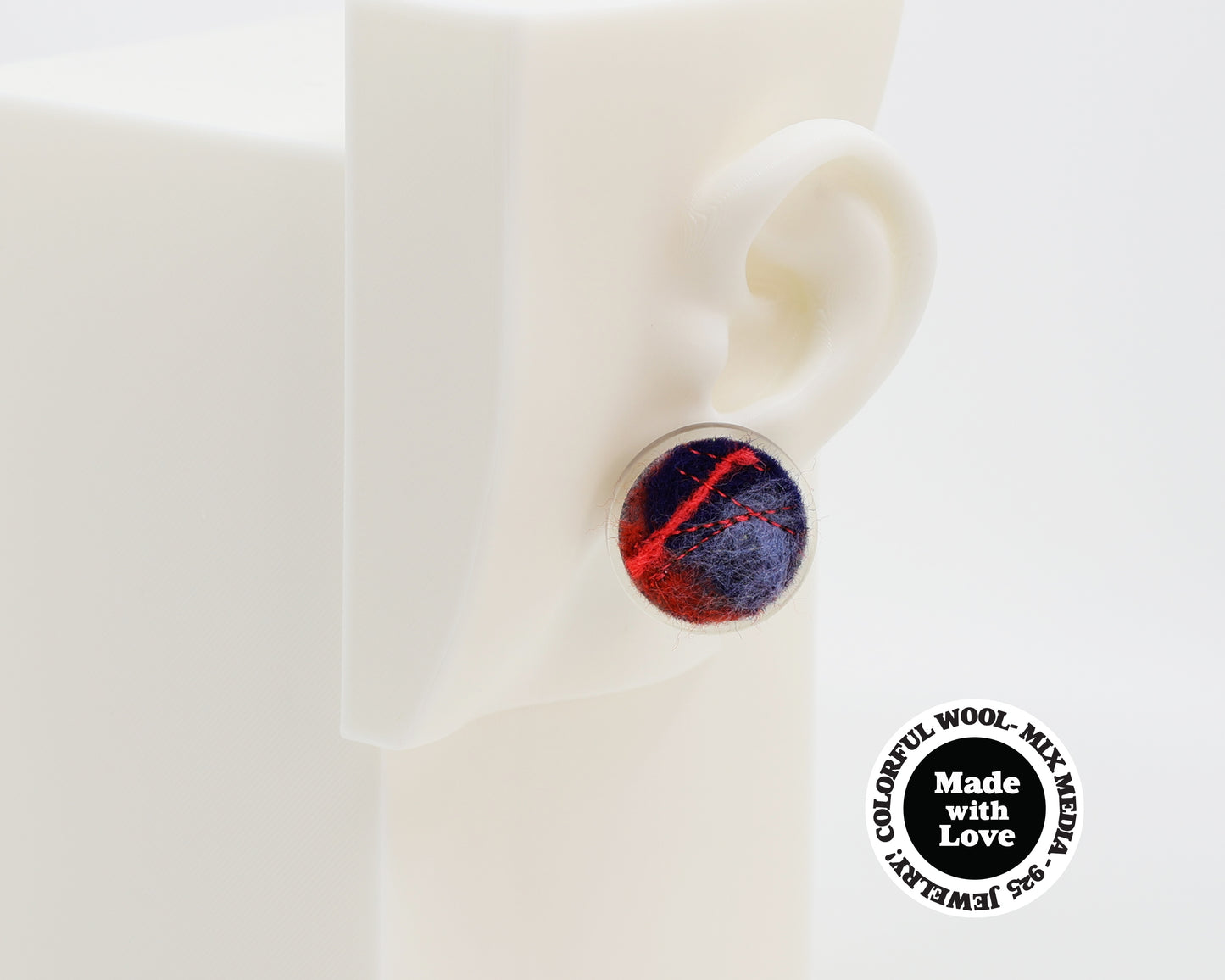 Wool & Fiber Asymmetrical Earrings #A003