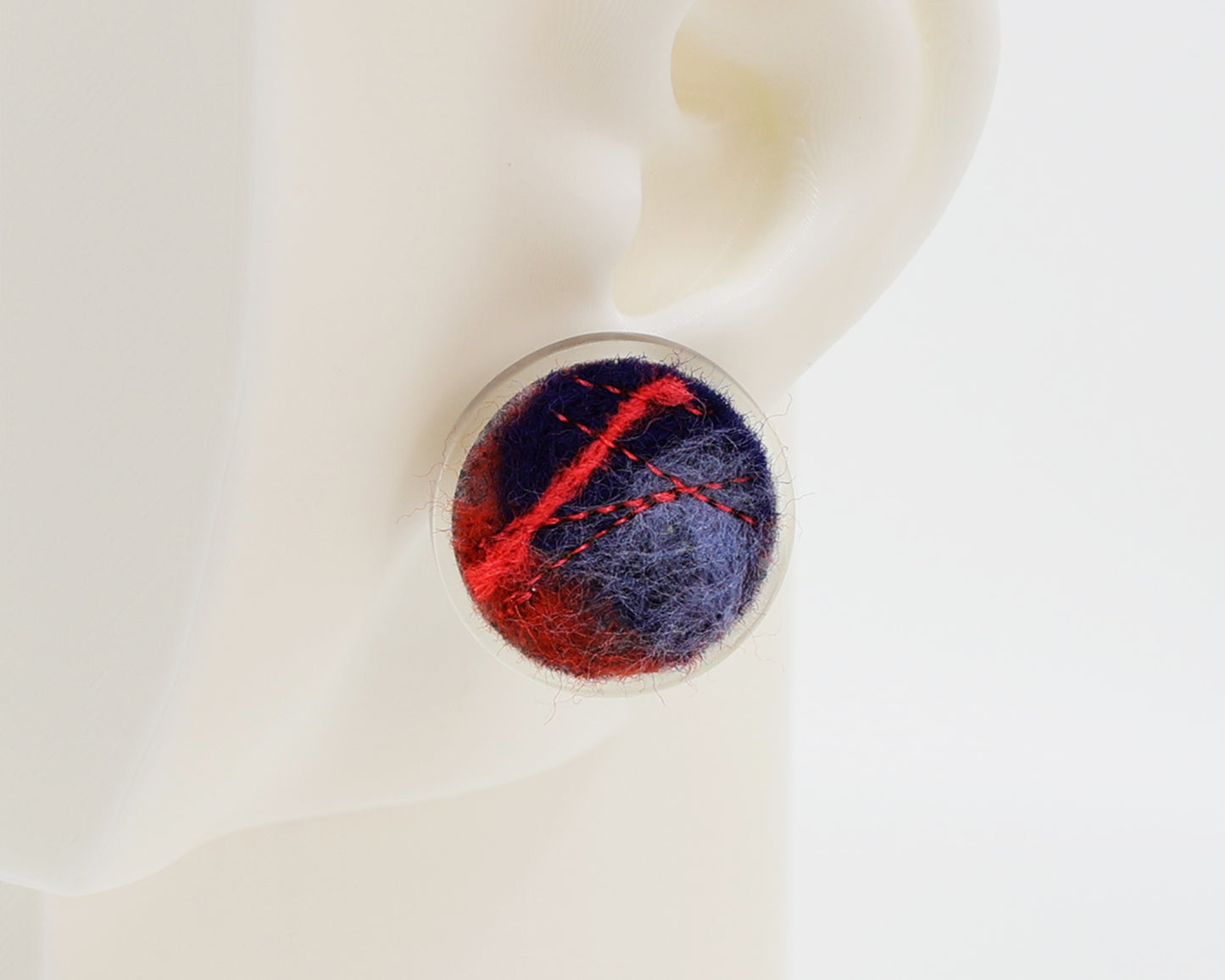 Wool & Fiber Asymmetrical Earrings #A003