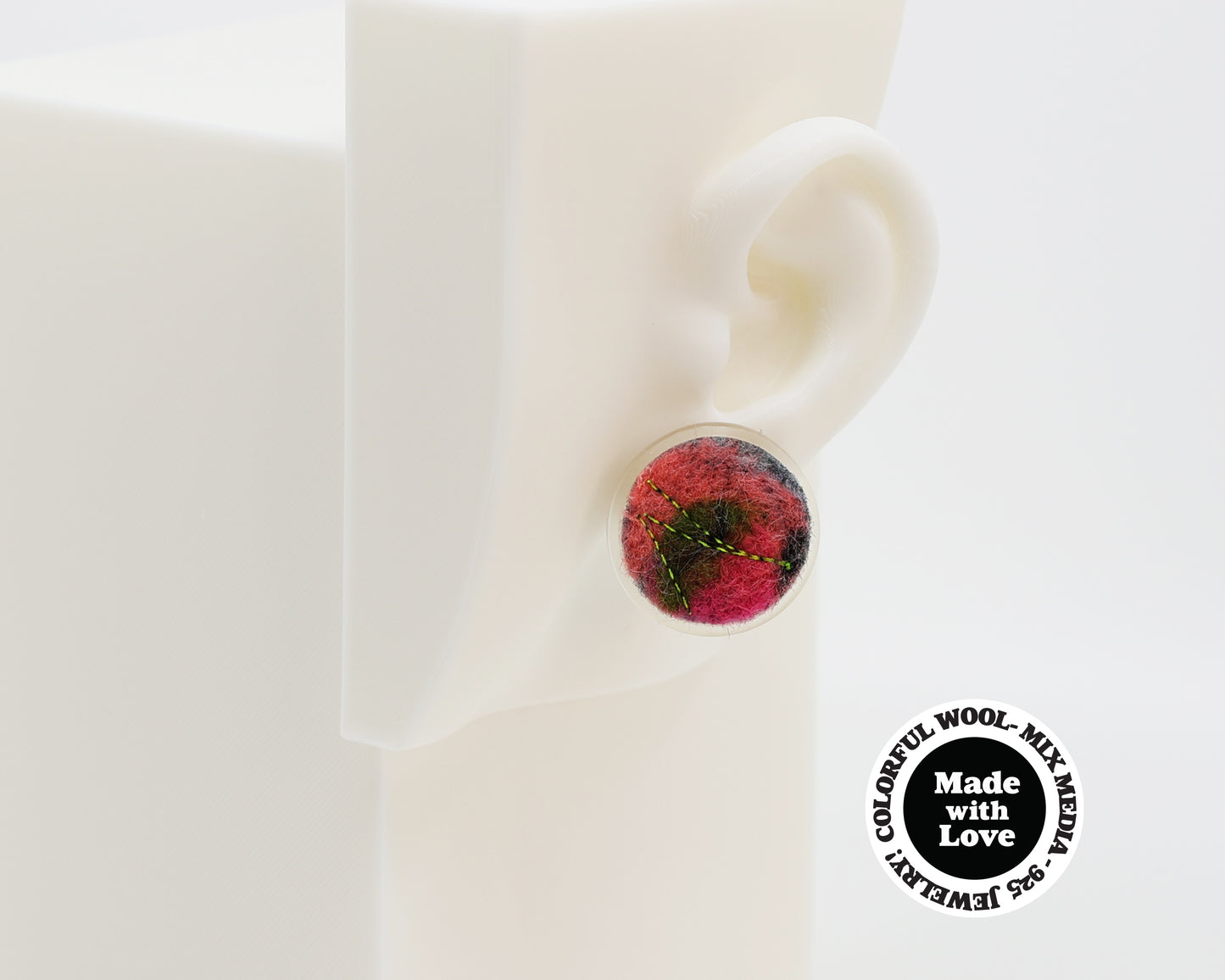 Wool & Fiber Asymmetrical Earrings #A004