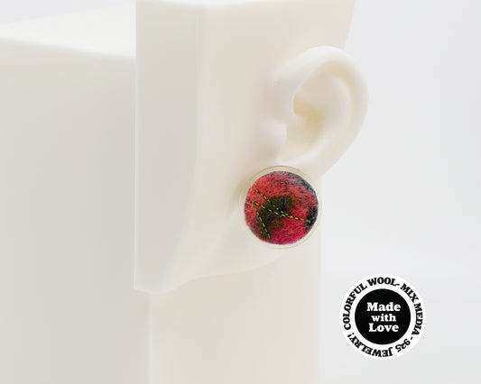 Wool & Fiber Asymmetrical Earrings #A004