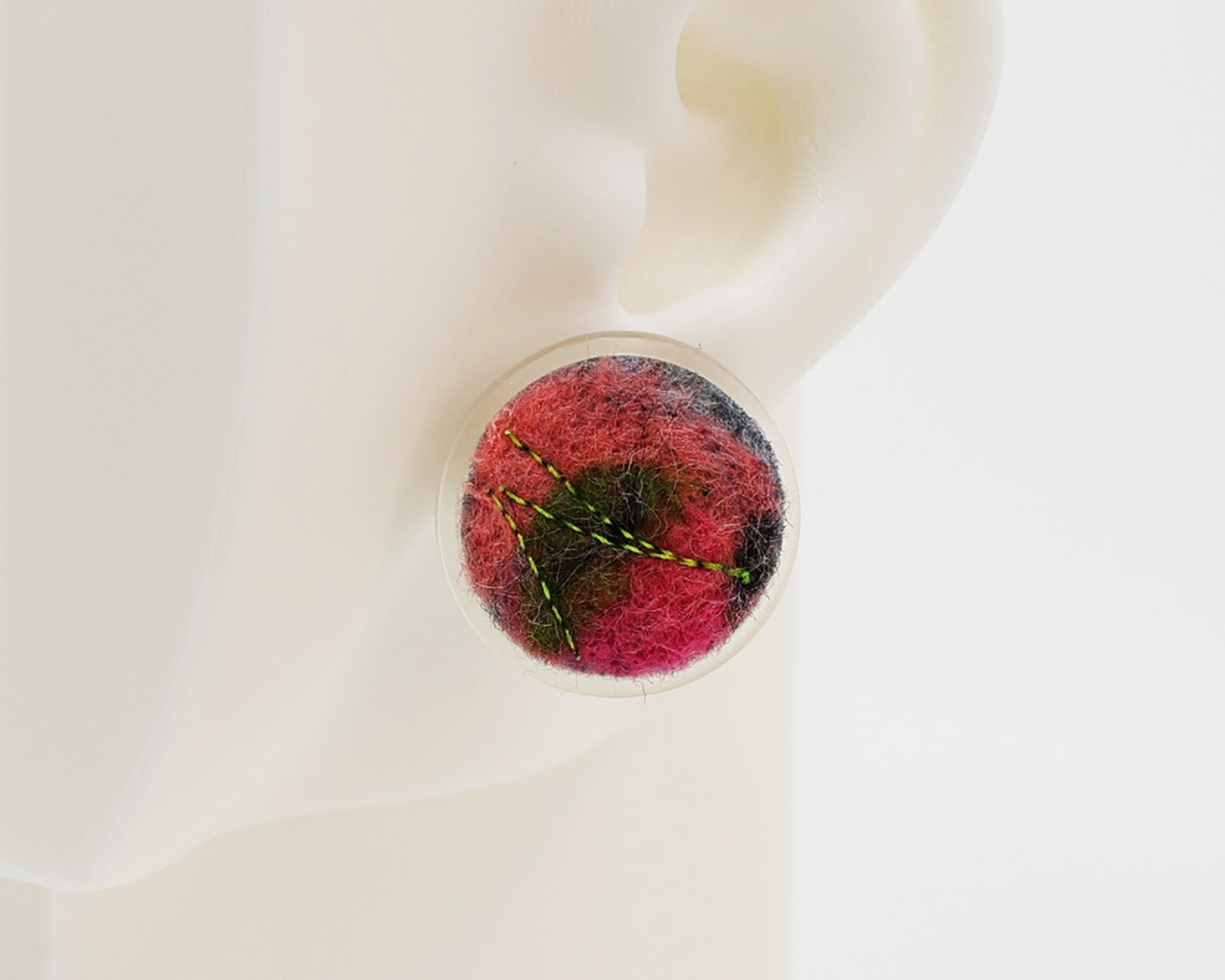 Wool & Fiber Asymmetrical Earrings #A004