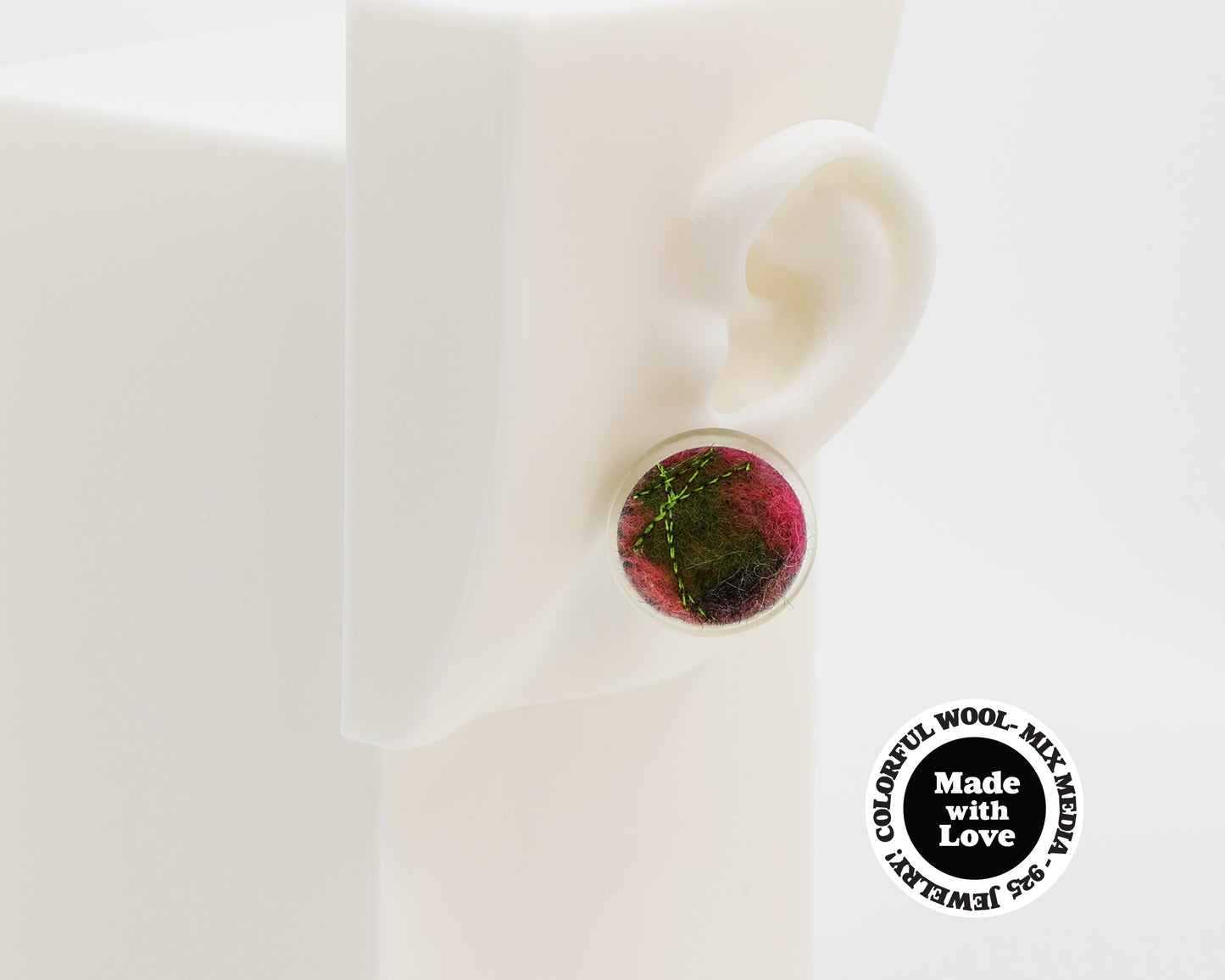 Wool & Fiber Asymmetrical Earrings #A004