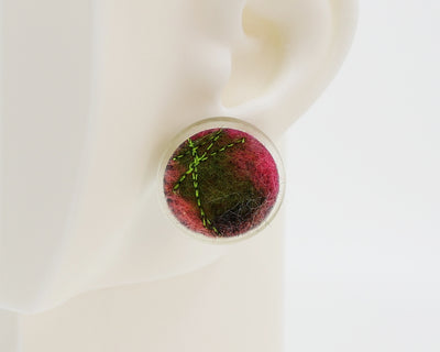 Wool & Fiber Asymmetrical Earrings #A004