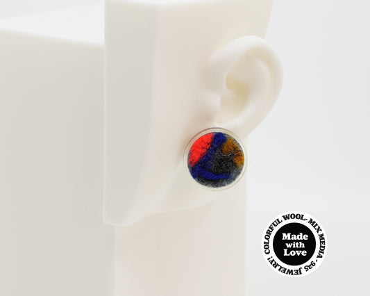 Wool & Fiber Asymmetrical Earrings #A005