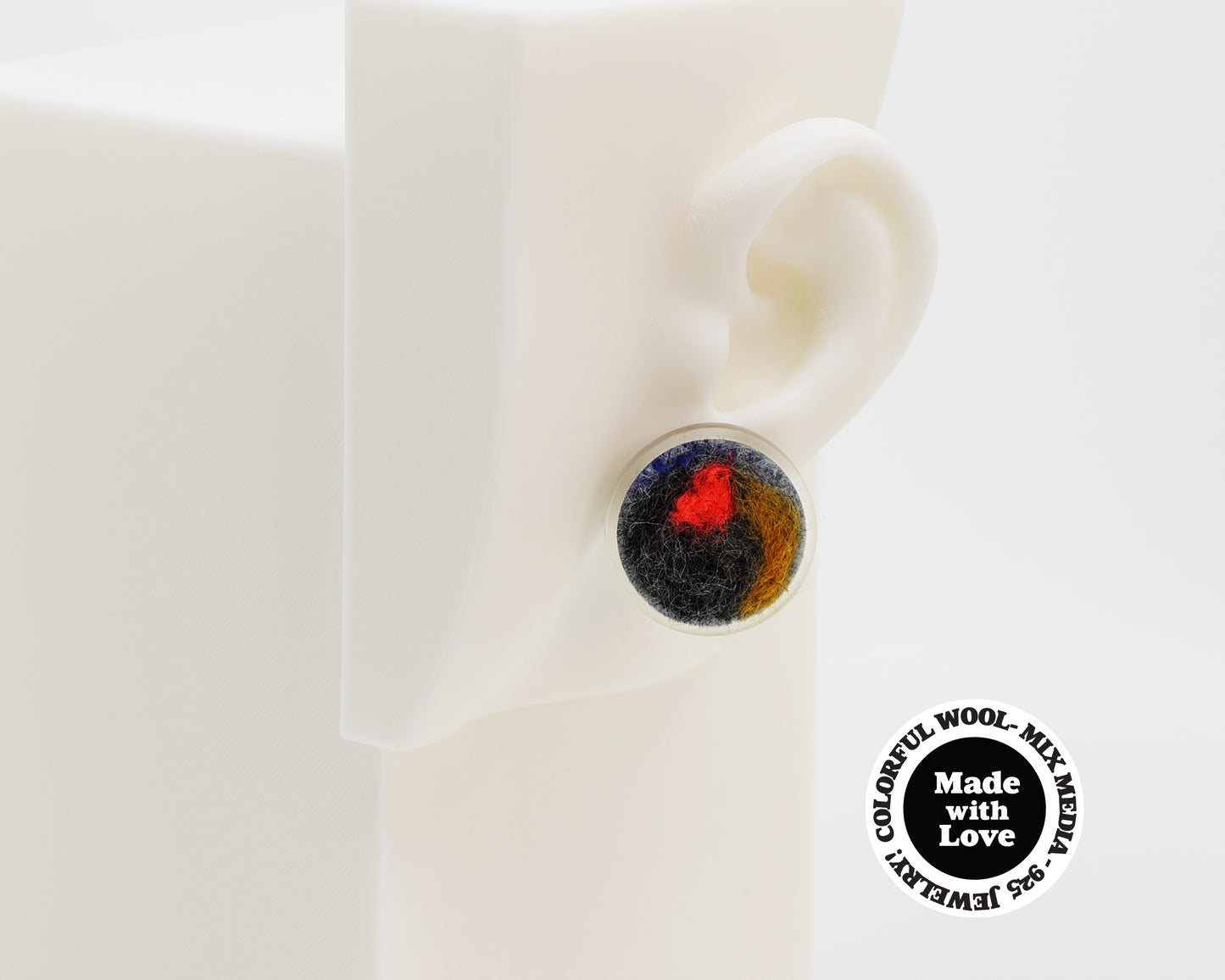 Wool & Fiber Asymmetrical Earrings #A005
