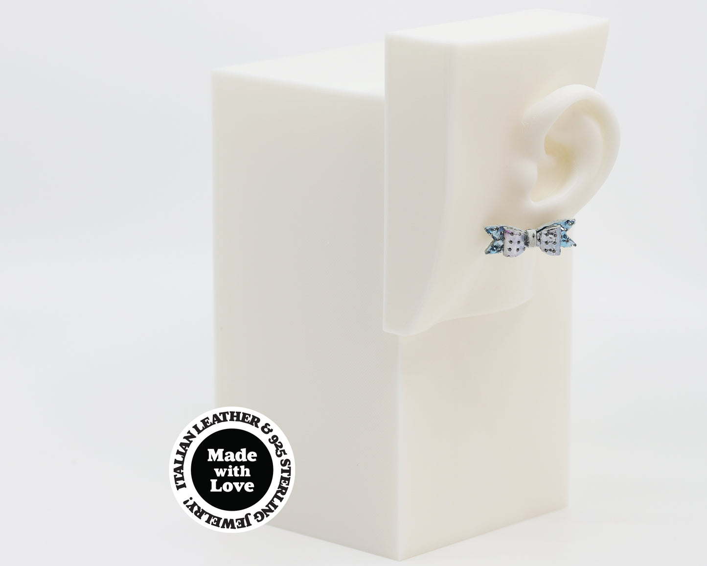 Italian Leather Bow #A011 Earrings