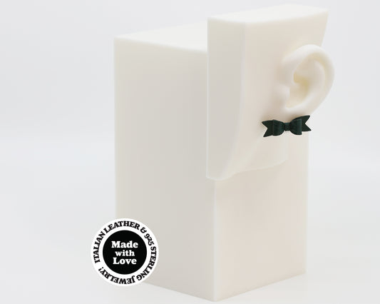 Italian Leather Bow #A020 Earrings