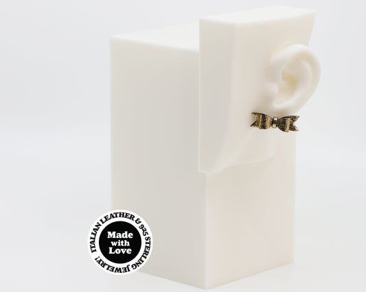 Italian Leather Bow #A028 Earrings