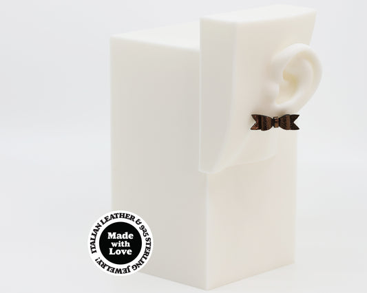 Italian Leather Bow #A031 Earrings