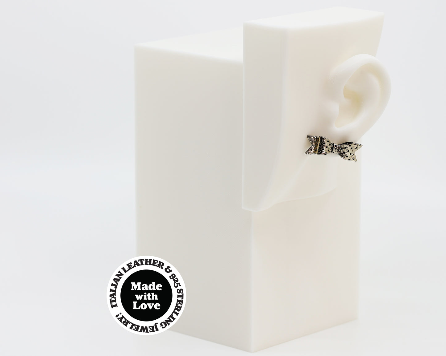 Italian Leather Bow #A034 Earrings
