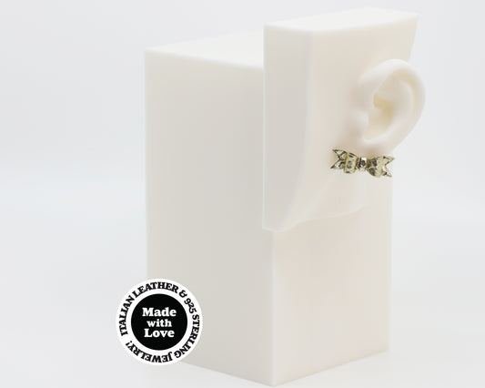 Italian Leather Bow #A035 Earrings