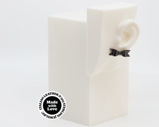 Italian Leather Bow #A036 Earrings