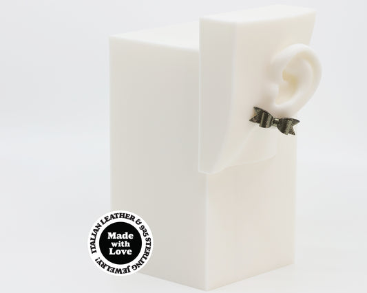 Italian Leather Bow #A039 Earrings