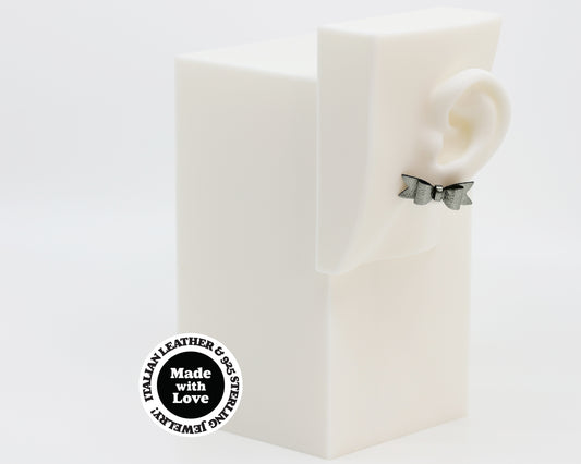 Italian Leather Bow #A042 Earrings