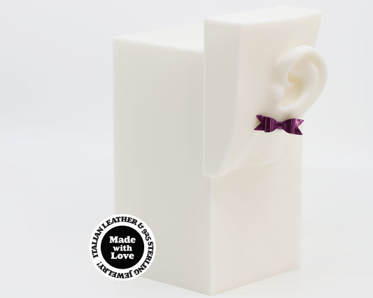 Italian Leather Bow #A043 Earrings