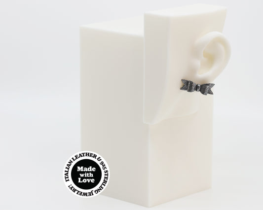 Italian Leather Bow #A044 Earrings