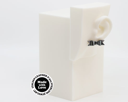 Italian Leather Bow #A045 Earrings