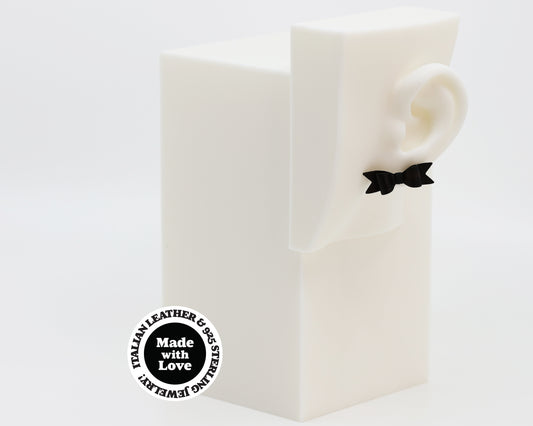 Italian Leather Bow #A046 Earrings