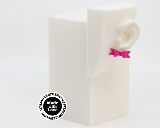 Italian Leather Bow #A047 Earrings