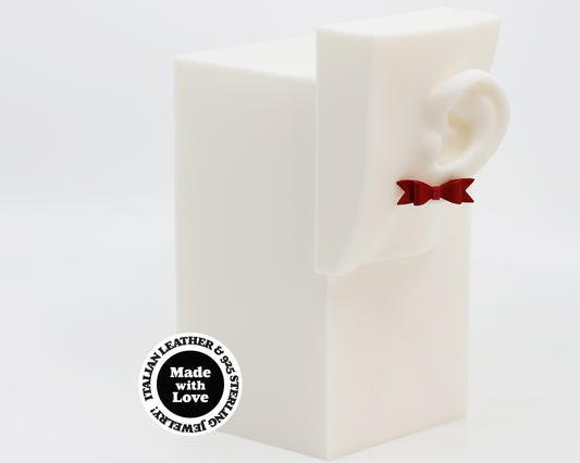 Italian Leather Bow #A052 Earrings